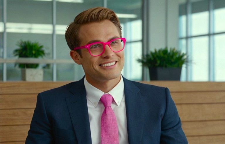 Démarquez vous Homme Lunettes et cravate roses